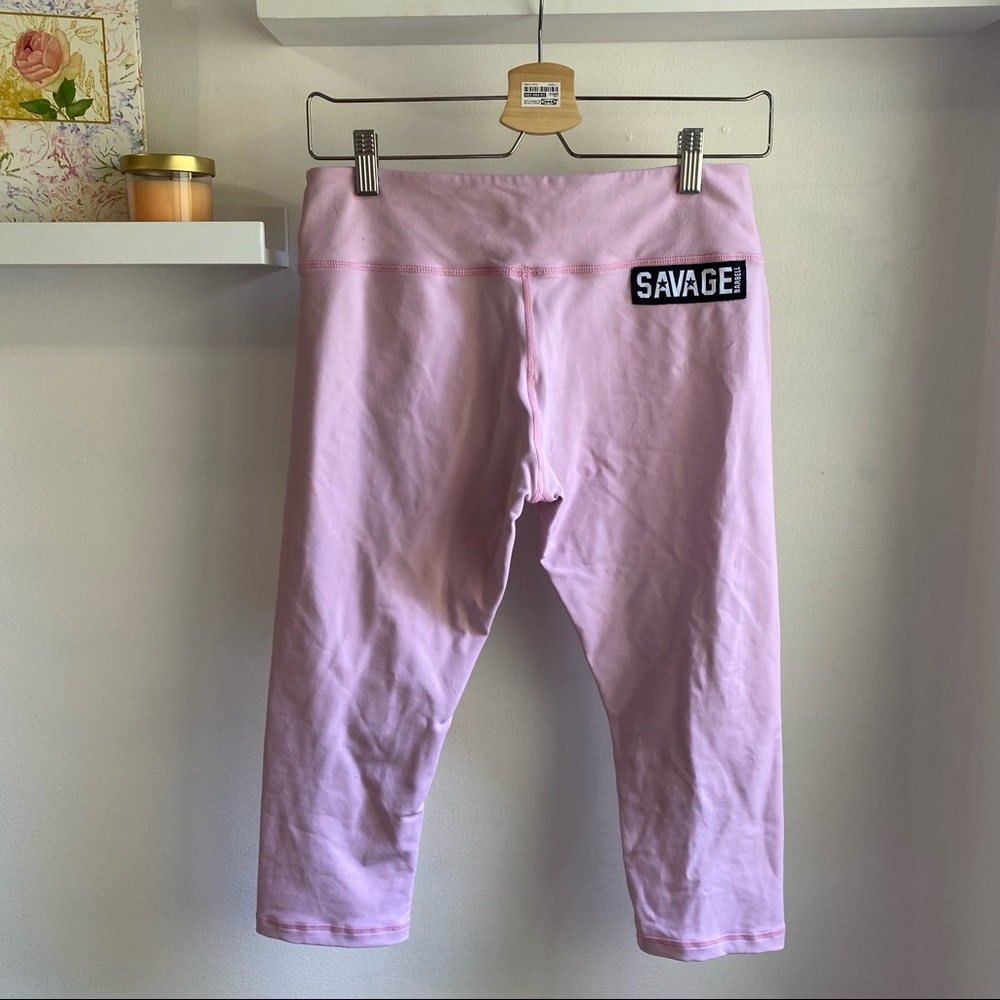 Savage Barbell pink cropped leggings L
